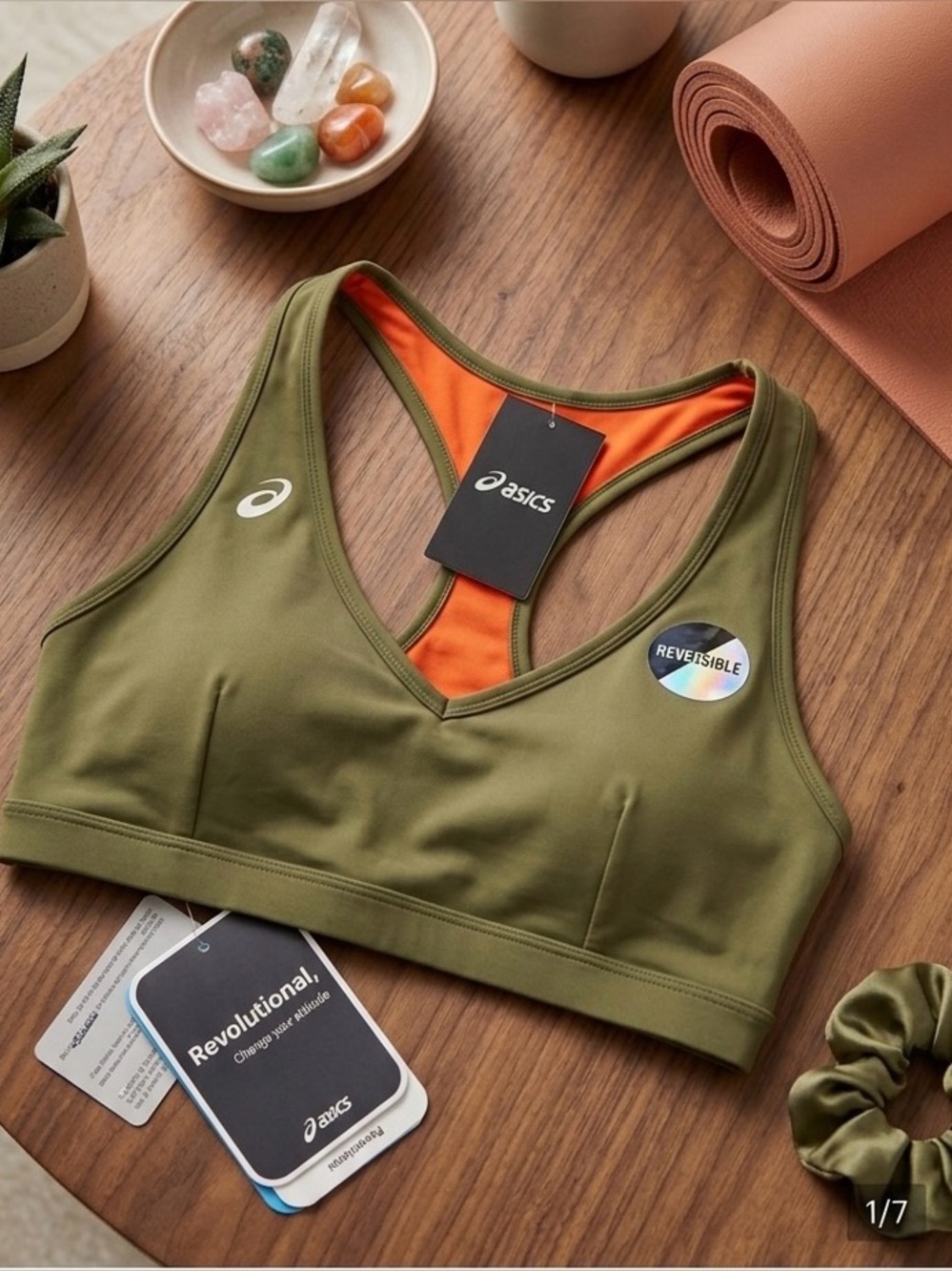 Athletic Olive Green & Orange Racerback Sports Bra